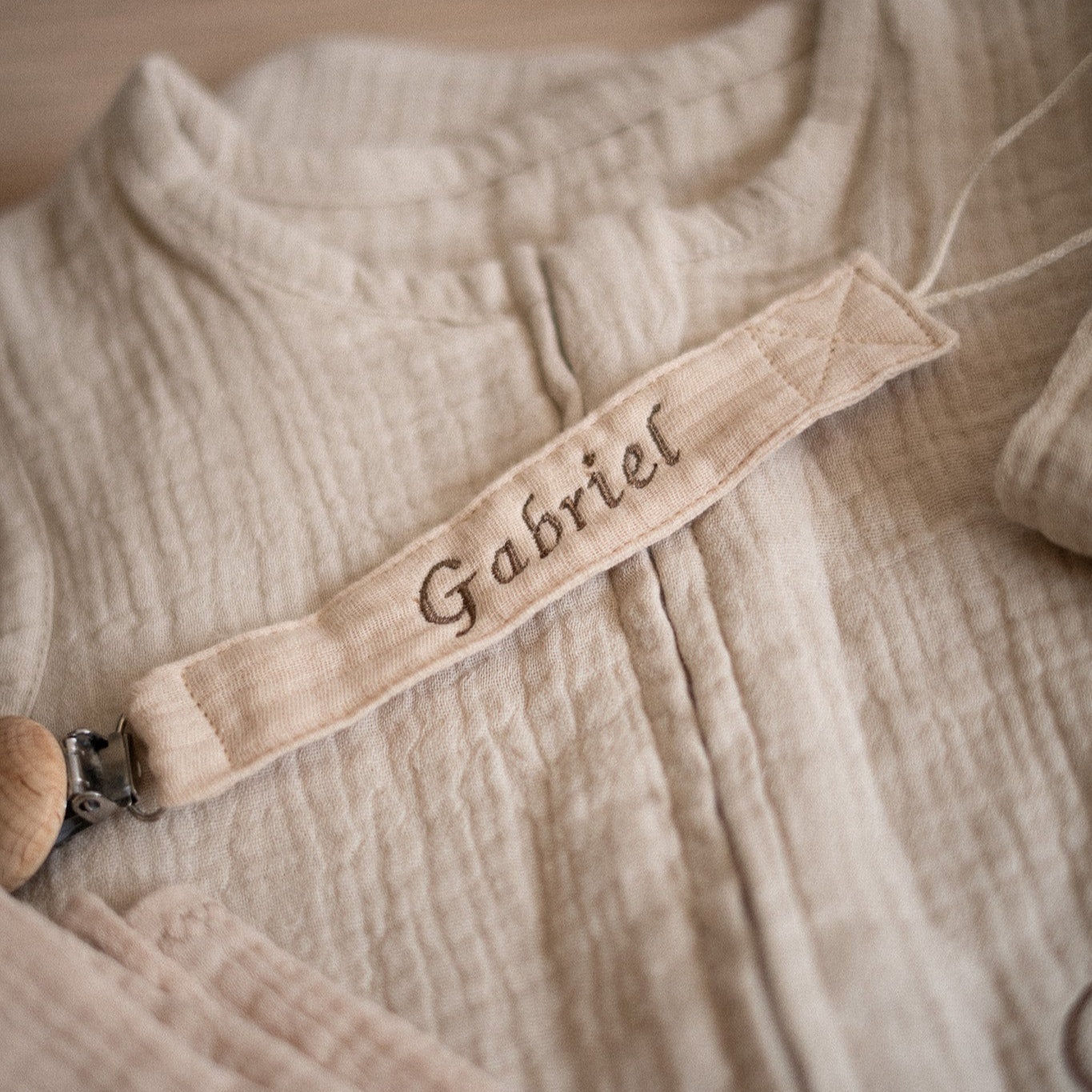 Attache tétine en gaze de coton à personnaliser