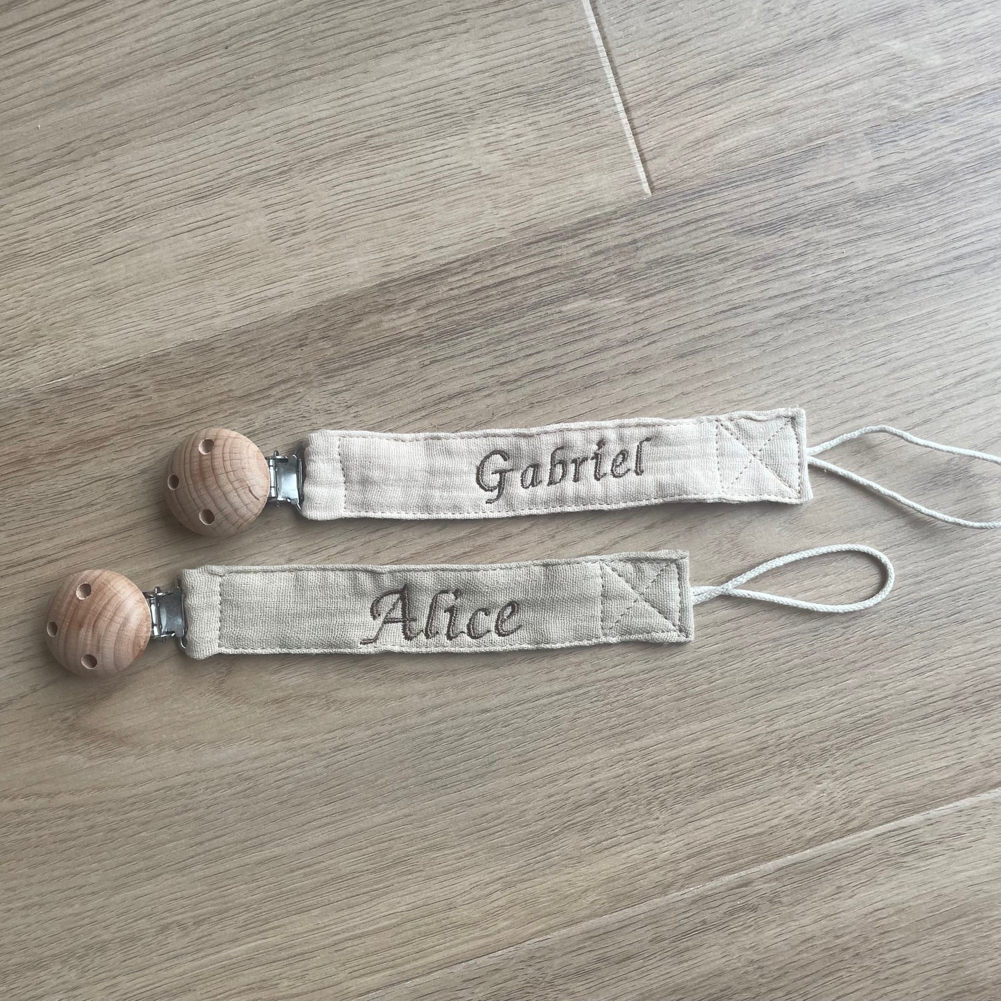 Attache tétine en gaze de coton à personnaliser