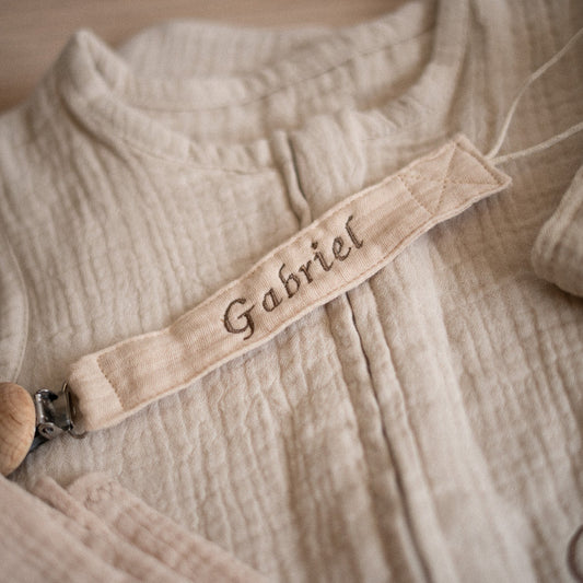 Attache tétine en gaze de coton à personnaliser